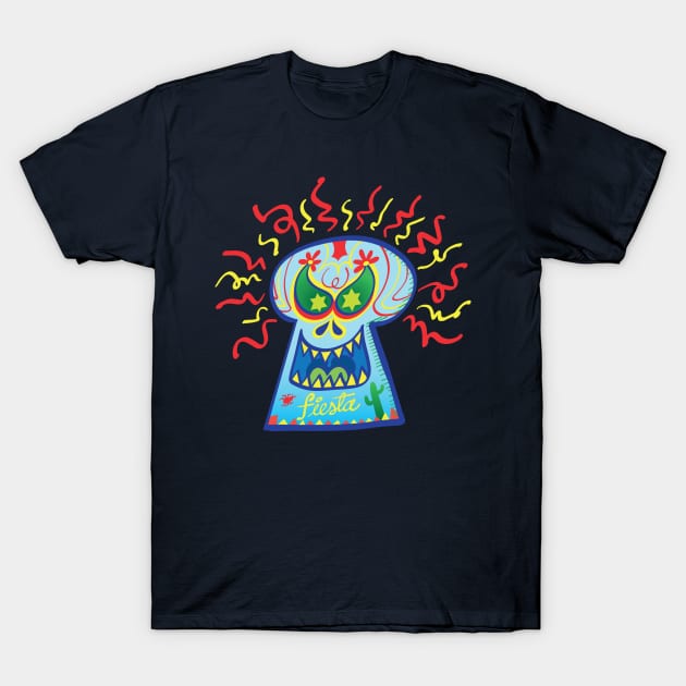 Evil Mexican sugar skull lauging mischievously T-Shirt by zooco